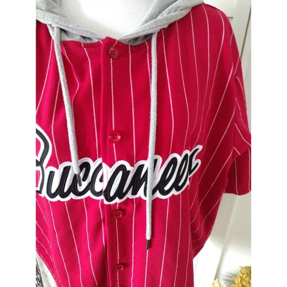 NFL Tampa Bay Buccaneers Football Button Down Short Sleeve Hooded Shirt Men XXL - Picture 6 of 10